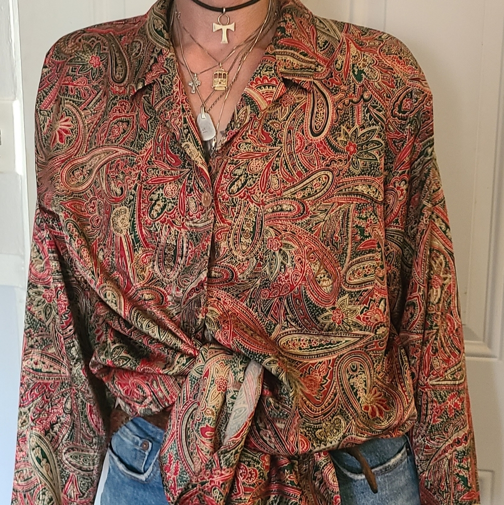 Vintage Paisley Print Victoria's Secret Sleep Shirt Size M